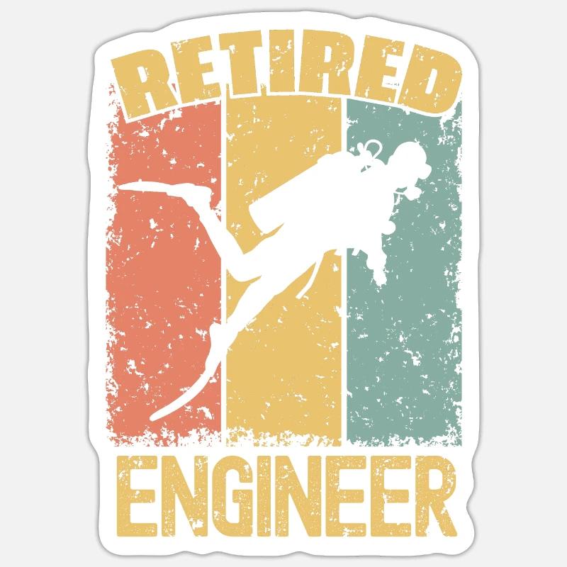 Ingénieur plongeur à la retraite - Sticker taille S (10 x 10 cm) - blanc mat