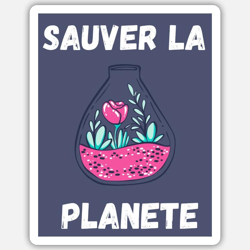 PLANETE. NATURE. JARDIN. ARBRE. FLEUR. PRINTEMPS - Sticker taille S (10 x 10 cm) - blanc mat