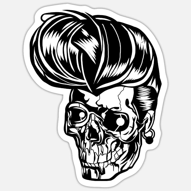 Rockabilly Skull Sticker size S (10 x 10 cm)