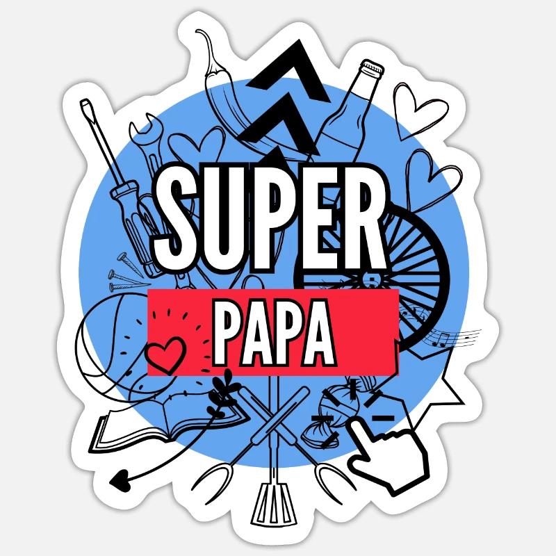 Superpapa - Sticker taille S (10 x 10 cm) - blanc mat