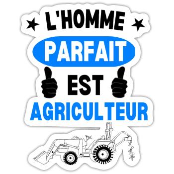 Homme Parfait Agriculteur - Sticker taille S (10 x 10 cm) - blanc mat - Devant