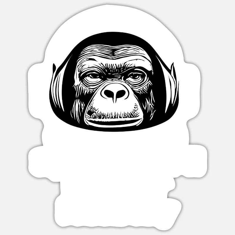 Singe de l’espace - Sticker taille S (10 x 10 cm) - blanc mat