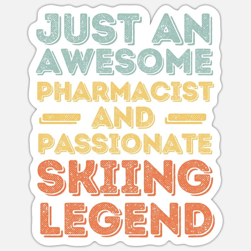 Pharmacist Skiing legend retro - Sticker size S (10 x 10 cm) - white matte