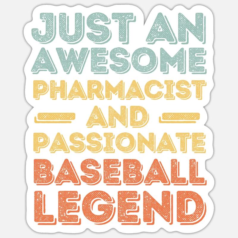 Pharmacist Baseball legend retro - Sticker size S (10 x 10 cm) - white matte