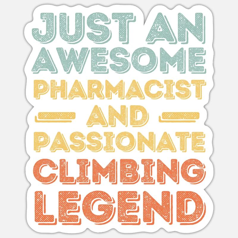 Pharmacist Climbing legend retro - Sticker size S (10 x 10 cm) - white matte