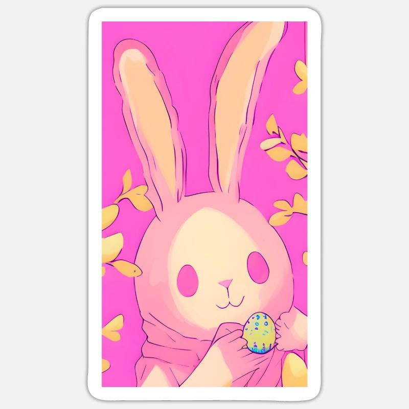 Pastel Easter Bunny Pink Easter Egg Sticker size S (10 x 10 cm)