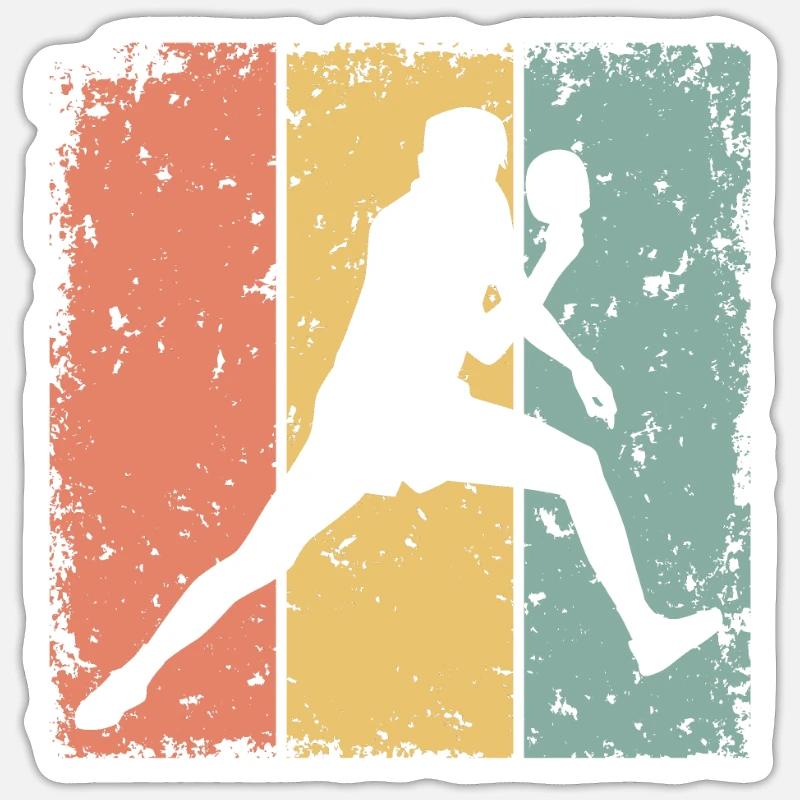 Tennis de table rétro - Sticker taille S (10 x 10 cm) - blanc mat