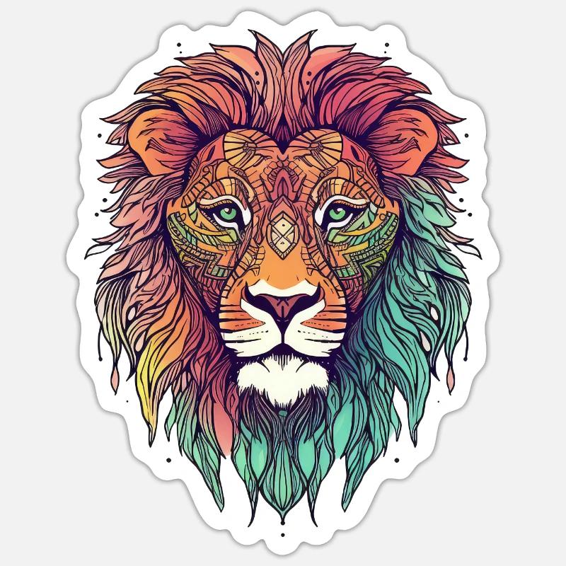 Löwe - Sticker Größe S (10 x 10 cm) - Mattweiß