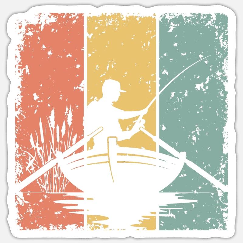 Fishing retro - Sticker size S (10 x 10 cm) - white matte