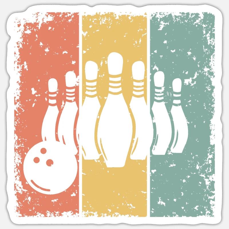 Bowling retro - Sticker size S (10 x 10 cm) - white matte