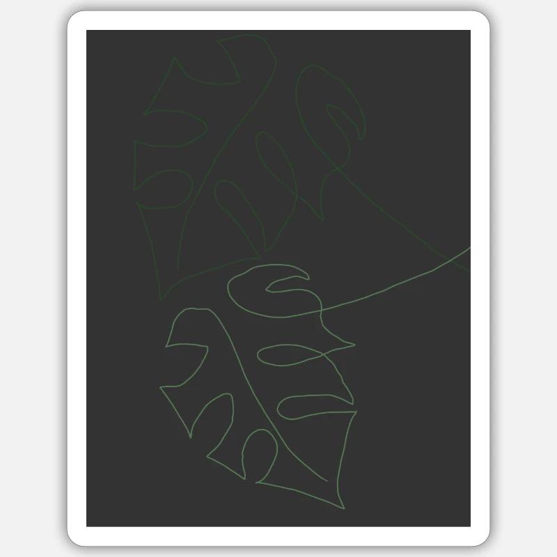 Oneline Pflanze - Sticker Größe S (10 x 10 cm) - Mattweiß