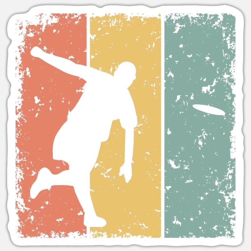 Frisbee rétro - Sticker taille S (10 x 10 cm) - blanc mat
