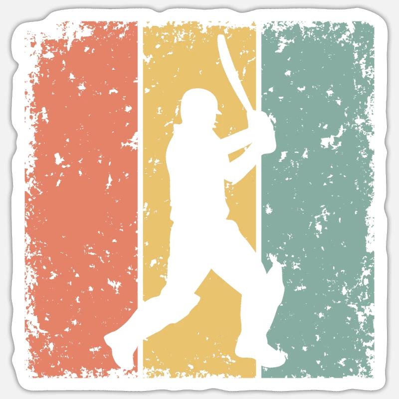 Cricket rétro - Sticker taille S (10 x 10 cm) - blanc mat