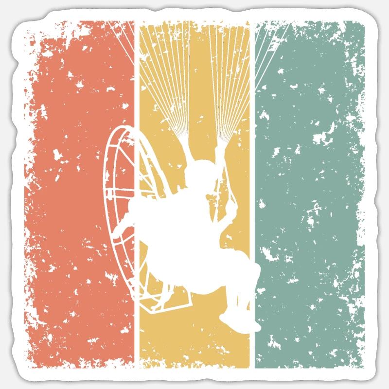 Paramoteur rétro - Sticker taille S (10 x 10 cm) - blanc mat