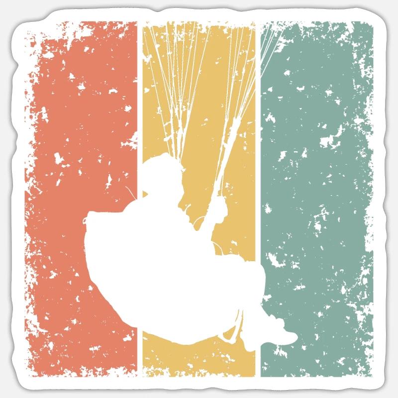 Paragliding retro - Sticker size S (10 x 10 cm) - white matte