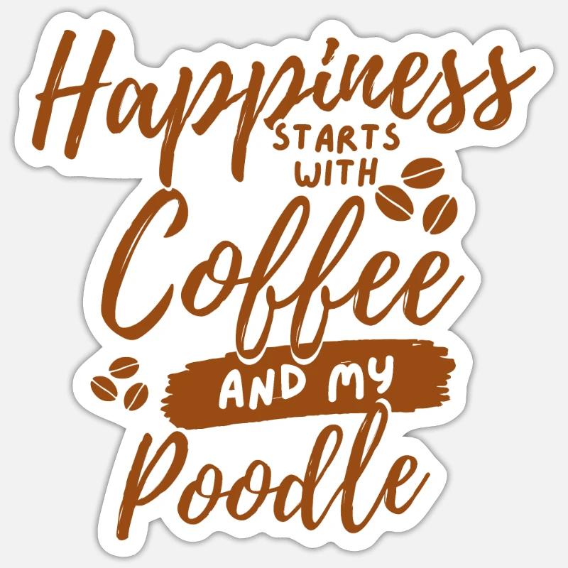 Coffee Poodle lover - Sticker size S (10 x 10 cm) - white matte