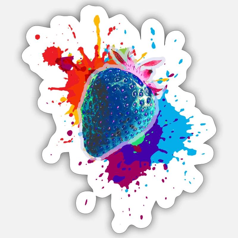 pop-art,erdbeere,farbklecks, splash - Sticker Größe S (10 x 10 cm) - Mattweiß