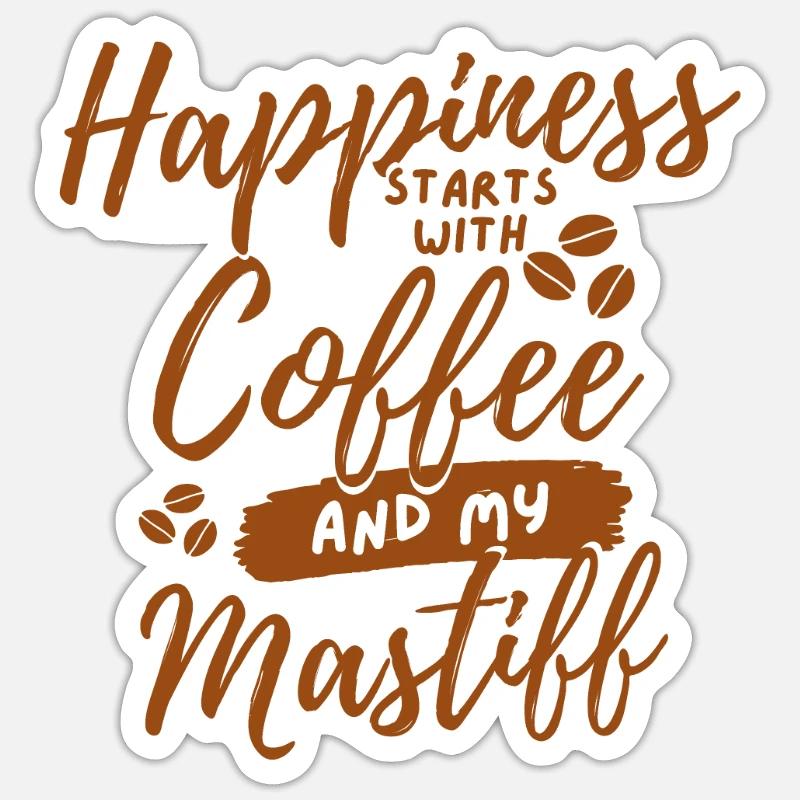 Amateur de café Mastiff - Sticker taille S (10 x 10 cm) - blanc mat
