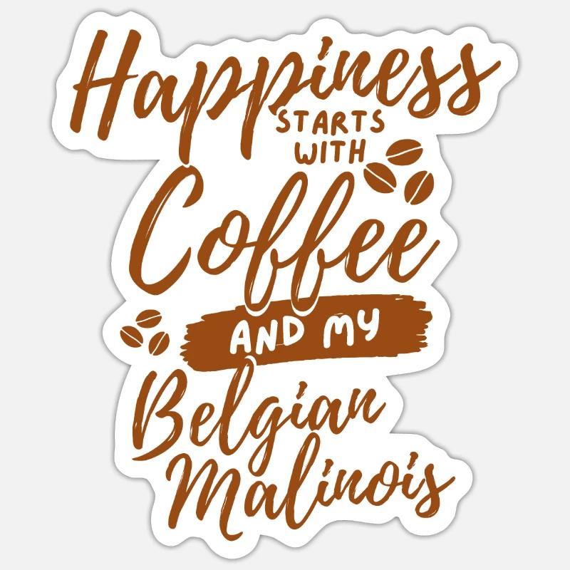 Kaffee Malinois Liebhaber - Sticker Größe S (10 x 10 cm) - Mattweiß