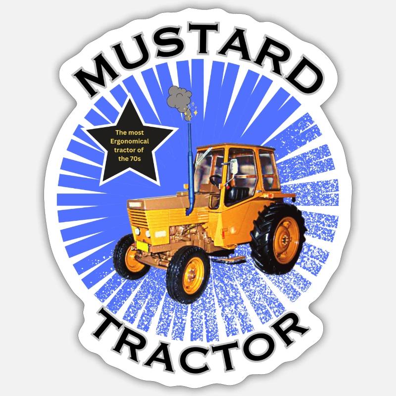 Le tracteur moutarde - Sticker taille S (10 x 10 cm) - blanc mat