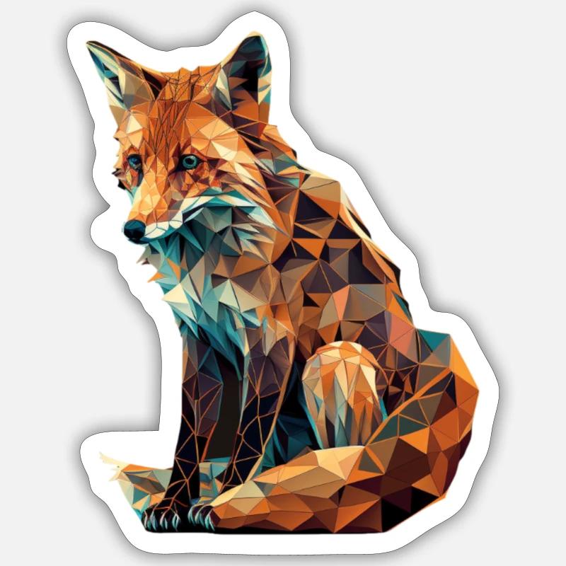 Fox in geometric shape - Sticker size S (10 x 10 cm) - white matte