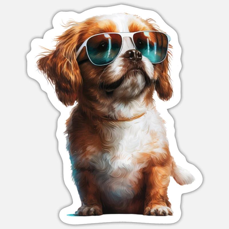 Sunchill Chiot #1 - Sticker taille S (10 x 10 cm) - blanc mat