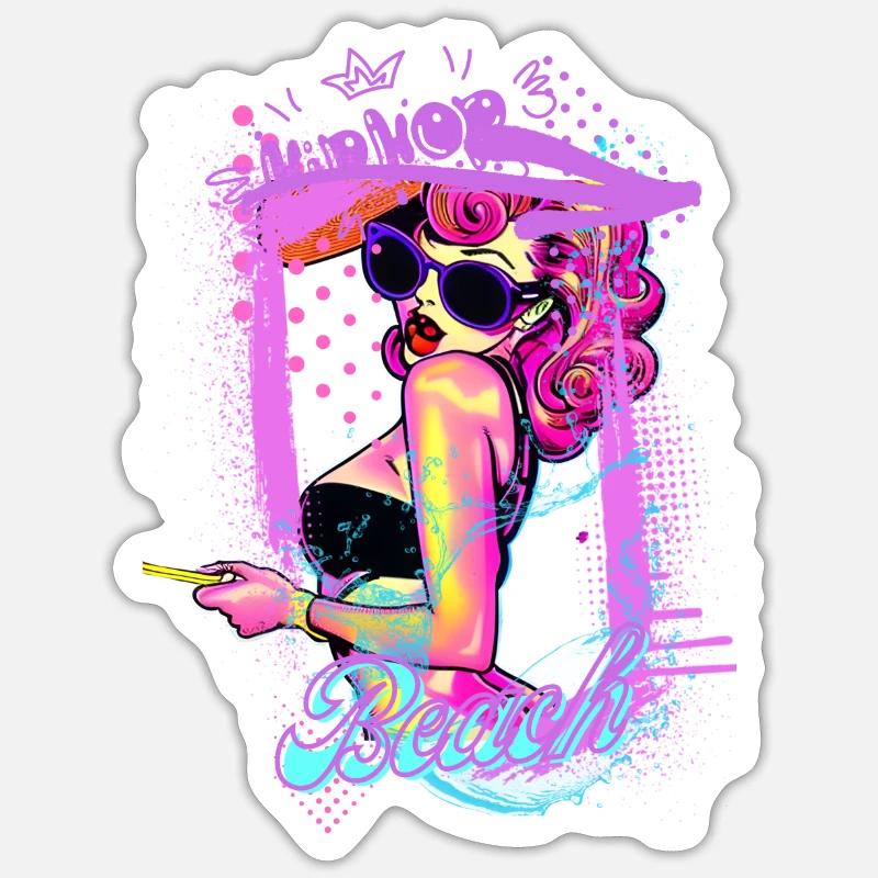 Pin up retro beach style Sticker size S (10 x 10 cm)