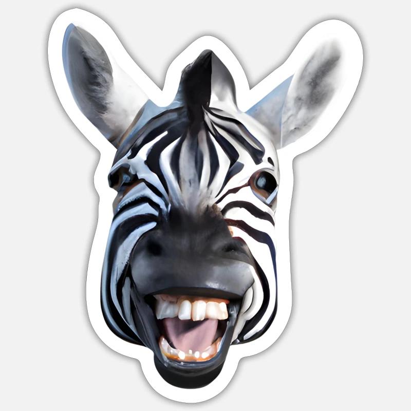 Broadly grinning zebra - Sticker size S (10 x 10 cm) - white matte