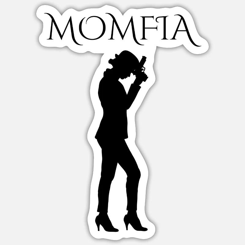 MOMFIA - Sticker taille S (10 x 10 cm) - blanc mat