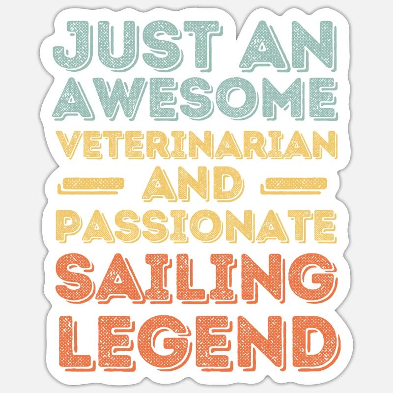 Veterinarian Sailing legend retro - Sticker size S (10 x 10 cm) - white matte