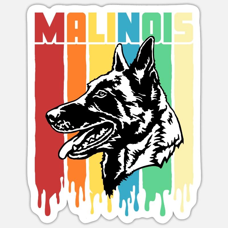 Pinceau malinois - Sticker taille S (10 x 10 cm) - blanc mat