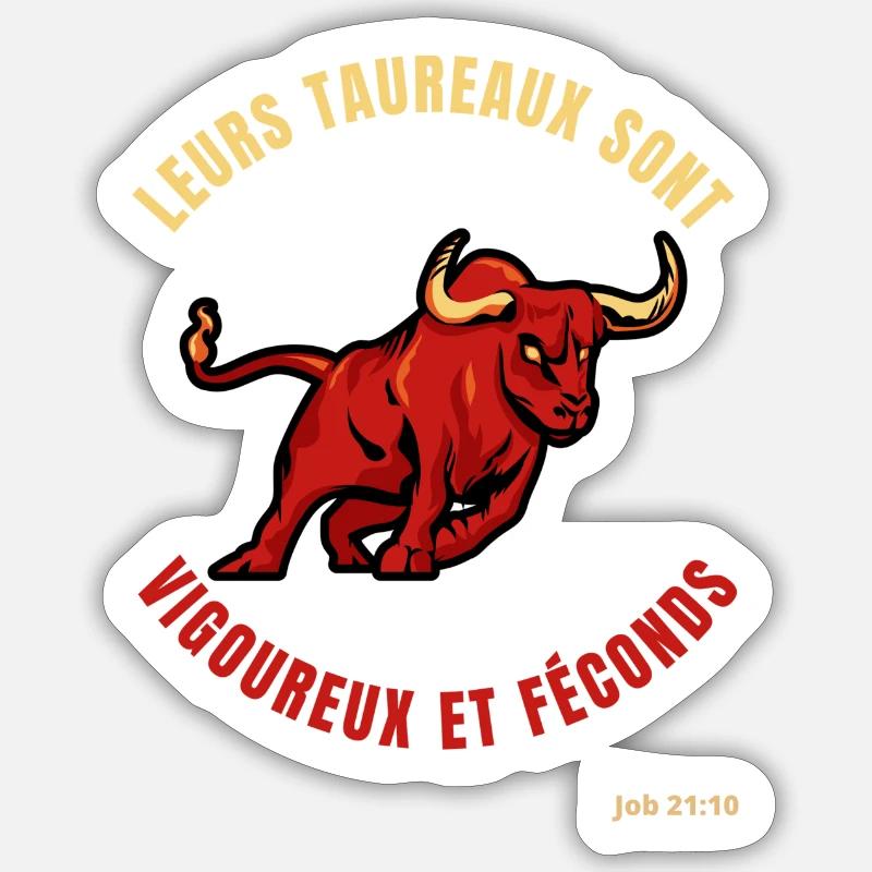 Leurs taureaux sont - Sticker taille S (10 x 10 cm) - blanc mat
