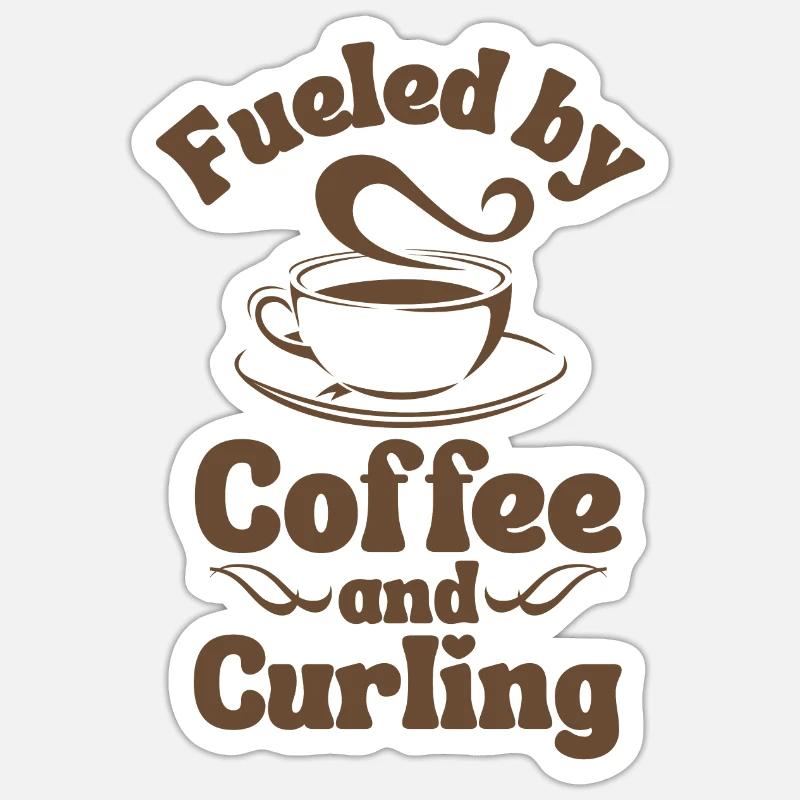 Coffee Curling lover - Sticker size S (10 x 10 cm) - white matte