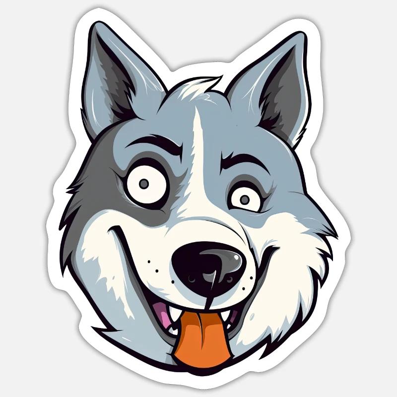 haut husky - Sticker taille S (10 x 10 cm) - blanc mat