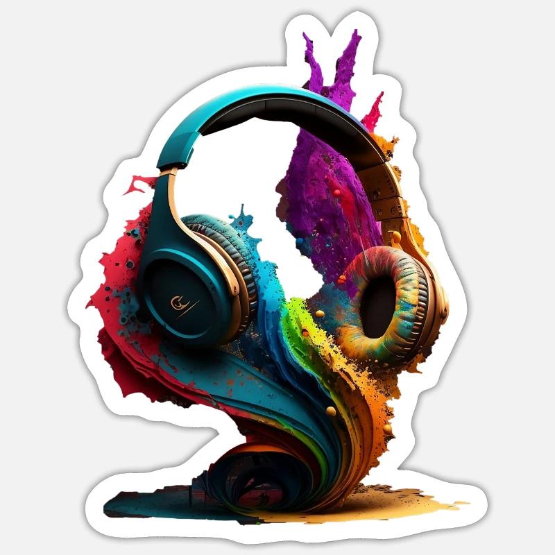 Kopfhörer Farbe - Sticker Größe S (10 x 10 cm) - Mattweiß