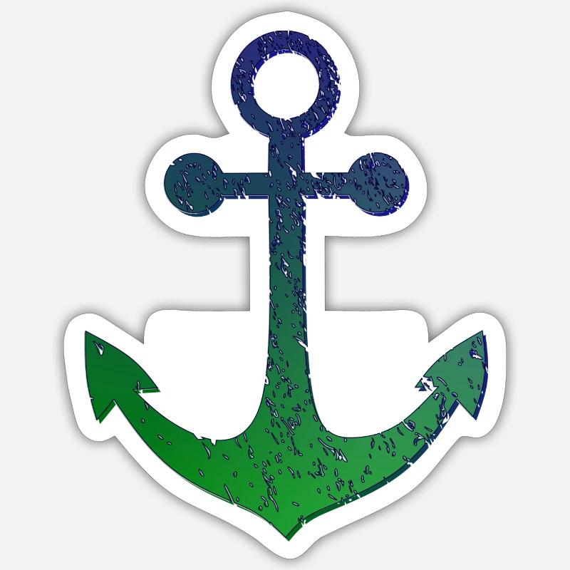 Ancre, bleu vert, aspect usé Sticker taille S (10 x 10 cm)