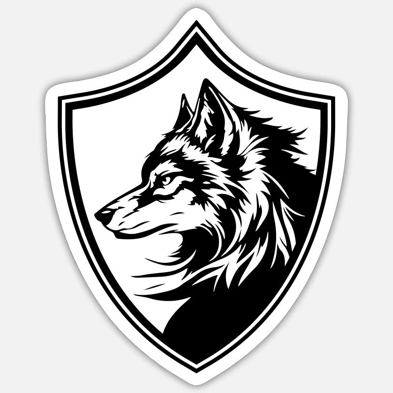 Wolf Wappen Silhouette - Sticker Größe S (10 x 10 cm) - Mattweiß