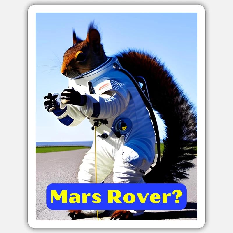 Mars-Rover? Albernes Eichhörnchen-Design - Sticker Größe S (10 x 10 cm) - Mattweiß