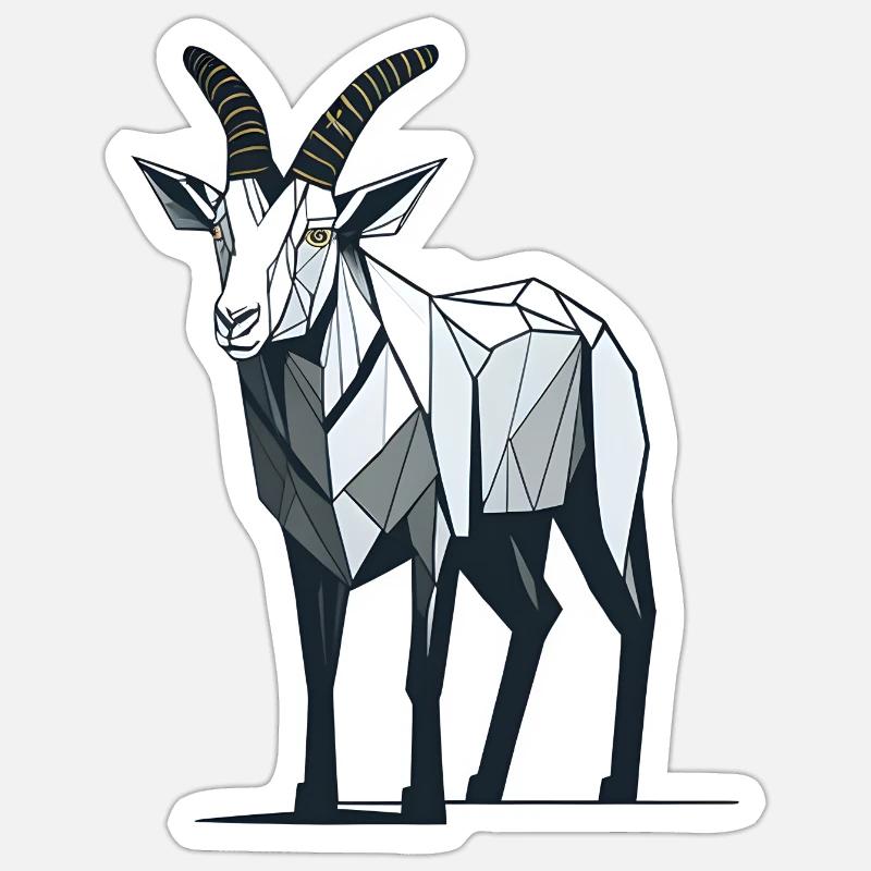 Chèvre minimaliste - Sticker taille S (10 x 10 cm) - blanc mat