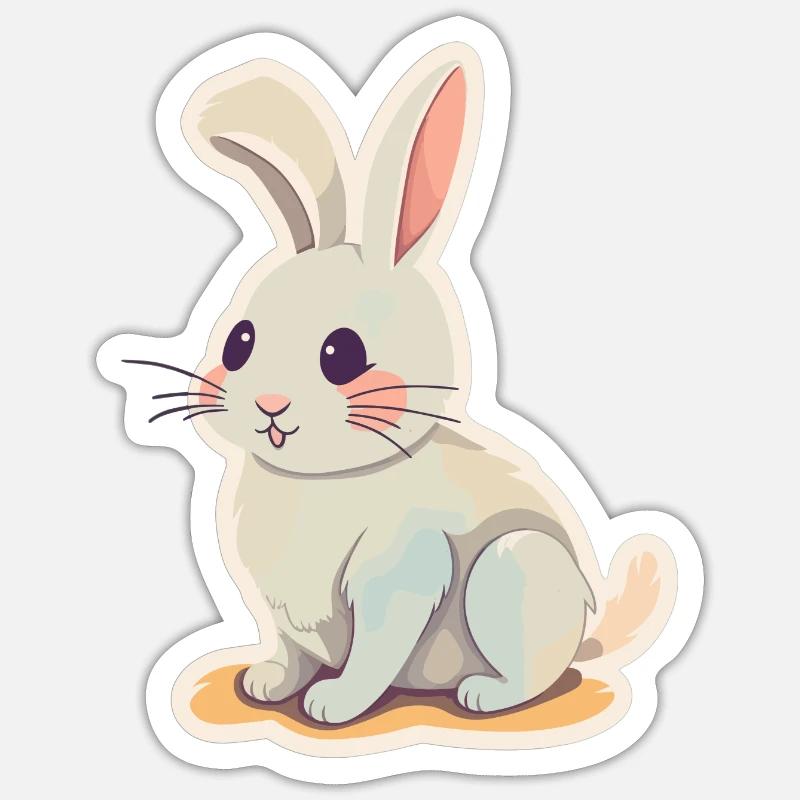 Rabbit Bunny Comic Kunst - Sticker Größe S (10 x 10 cm) - Mattweiß