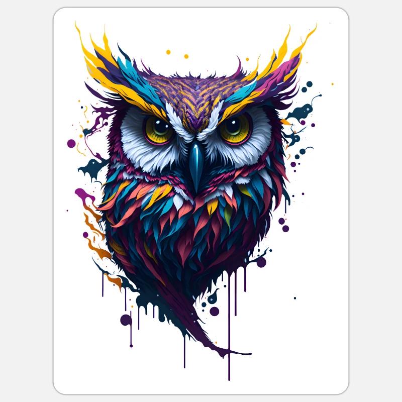 Splash Art Eule Sticker Größe S (10 x 10 cm)