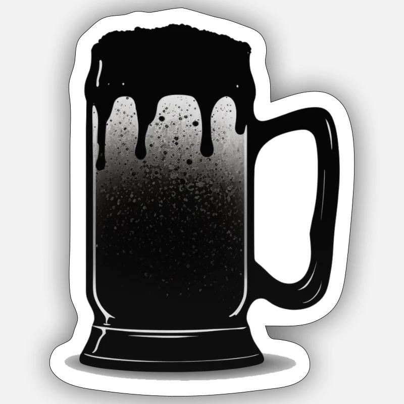 Black Beer Mug Silhouette - Sticker size S (10 x 10 cm) - white matte