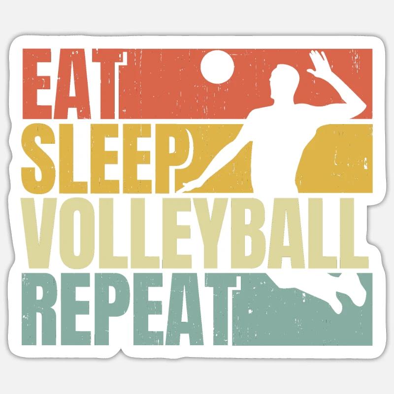 Manger dormir Volleyball répéter - Sticker taille S (10 x 10 cm) - blanc mat