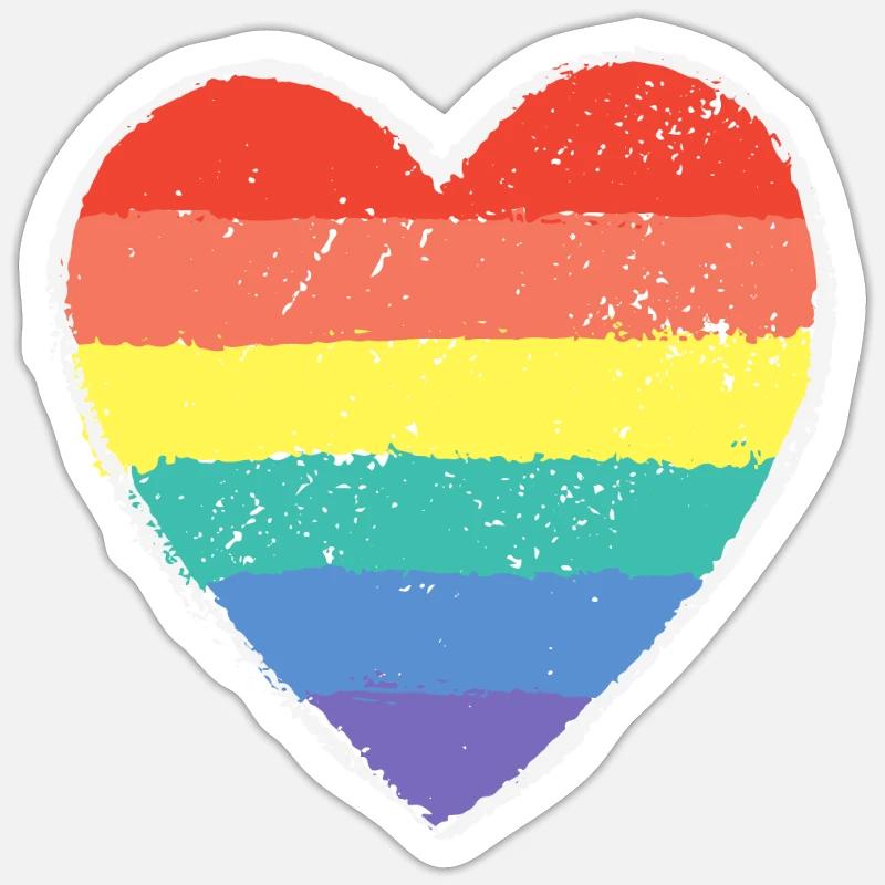 Rainbow Heart & Pride - Sticker size S (10 x 10 cm) - white matte