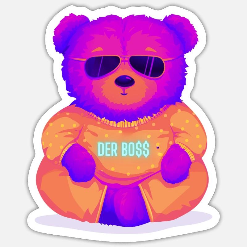 neon Teddy Sticker Größe S (10 x 10 cm)