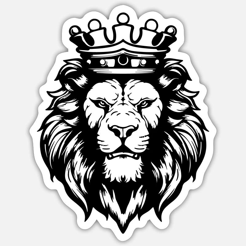 Löwe Krone Kopf König - Sticker Größe S (10 x 10 cm) - Mattweiß