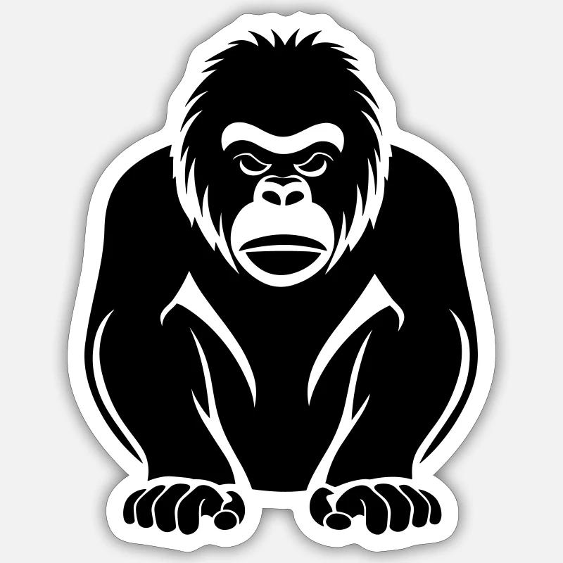 Gorilla - Sticker Größe S (10 x 10 cm) - Mattweiß