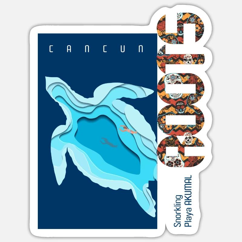 Sea turtle snorkeling Roots - Sticker size S (10 x 10 cm) - white matte