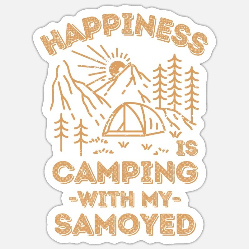 Camping mit Samojeden - Sticker Größe S (10 x 10 cm) - Mattweiß