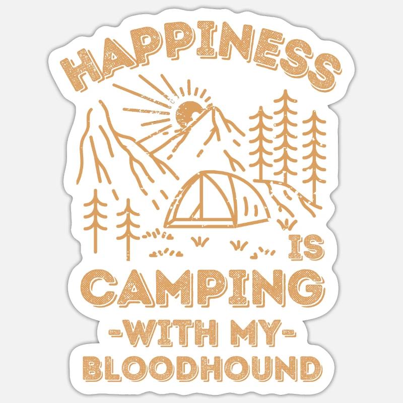 Camping mit Bluthund Sticker Größe S (10 x 10 cm)